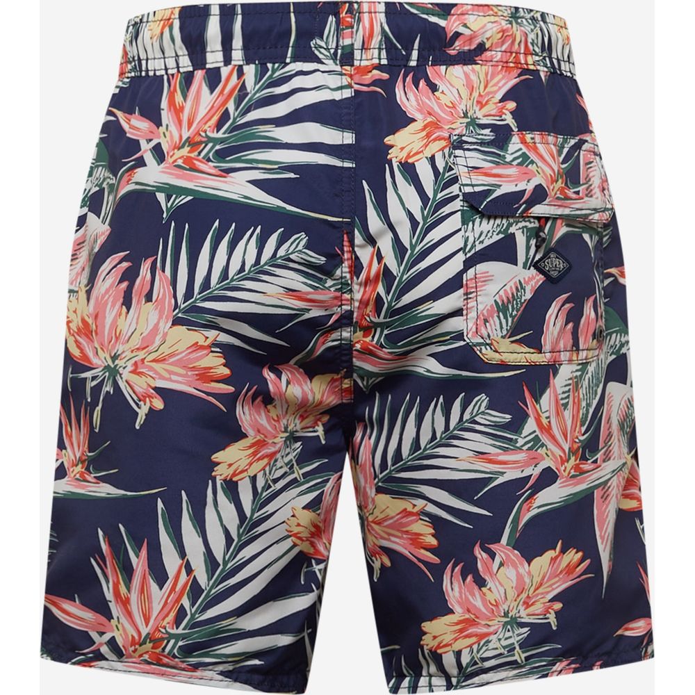 Blue Polyester Swim Short