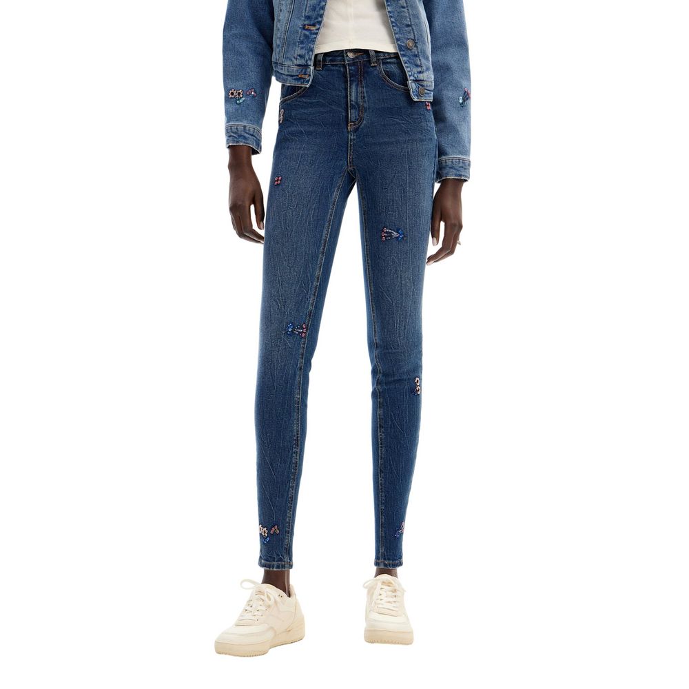 Blue Cotton Skinny Jean