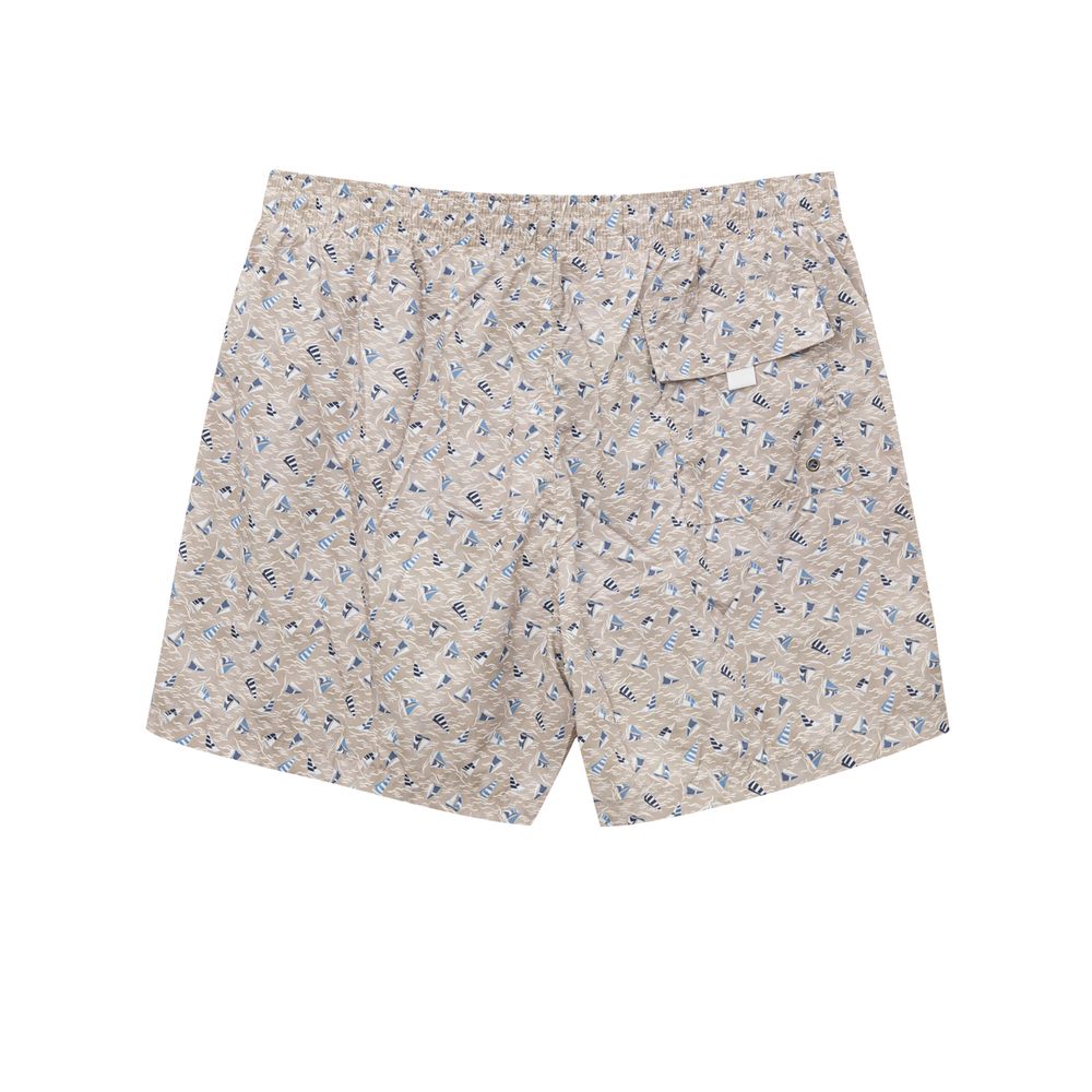 Beige Polyester Swim Short
