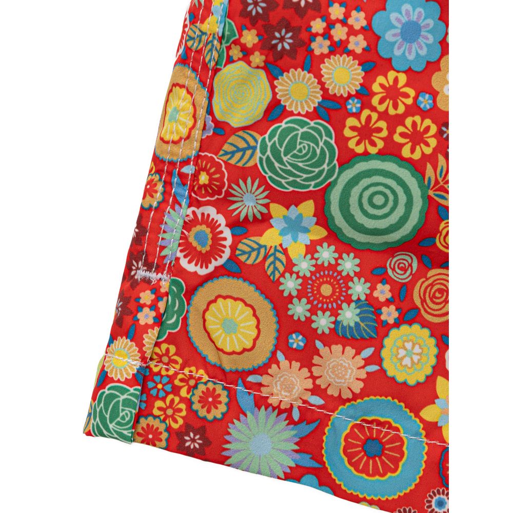 Red Polyester Swim Short