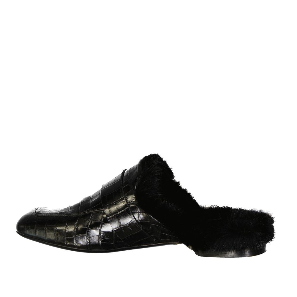 Leather Fur Mules