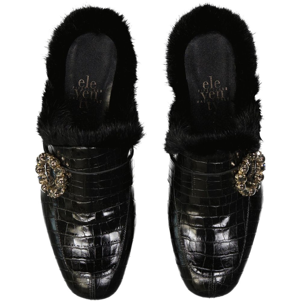 Leather Fur Mules
