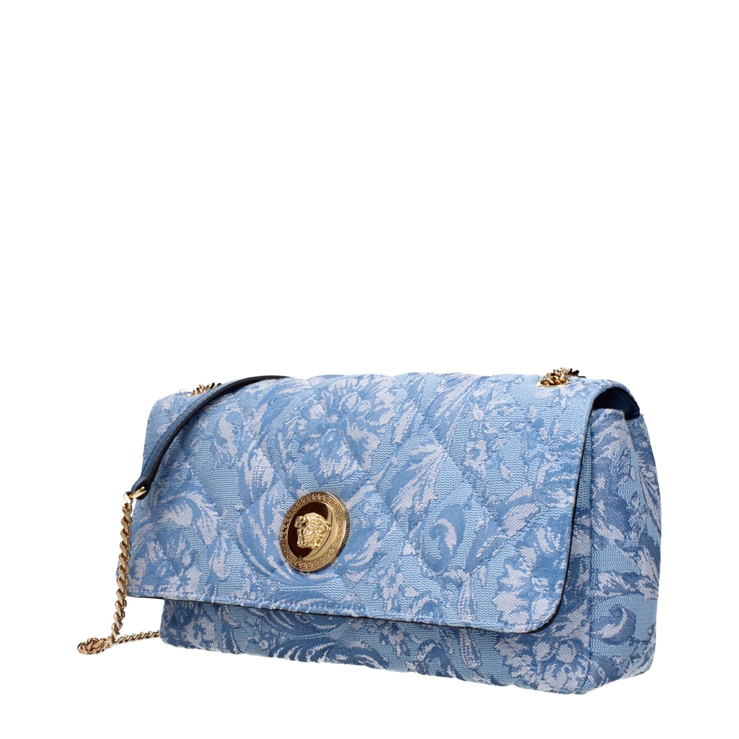 Light Blue Fabric Crossbody Bags