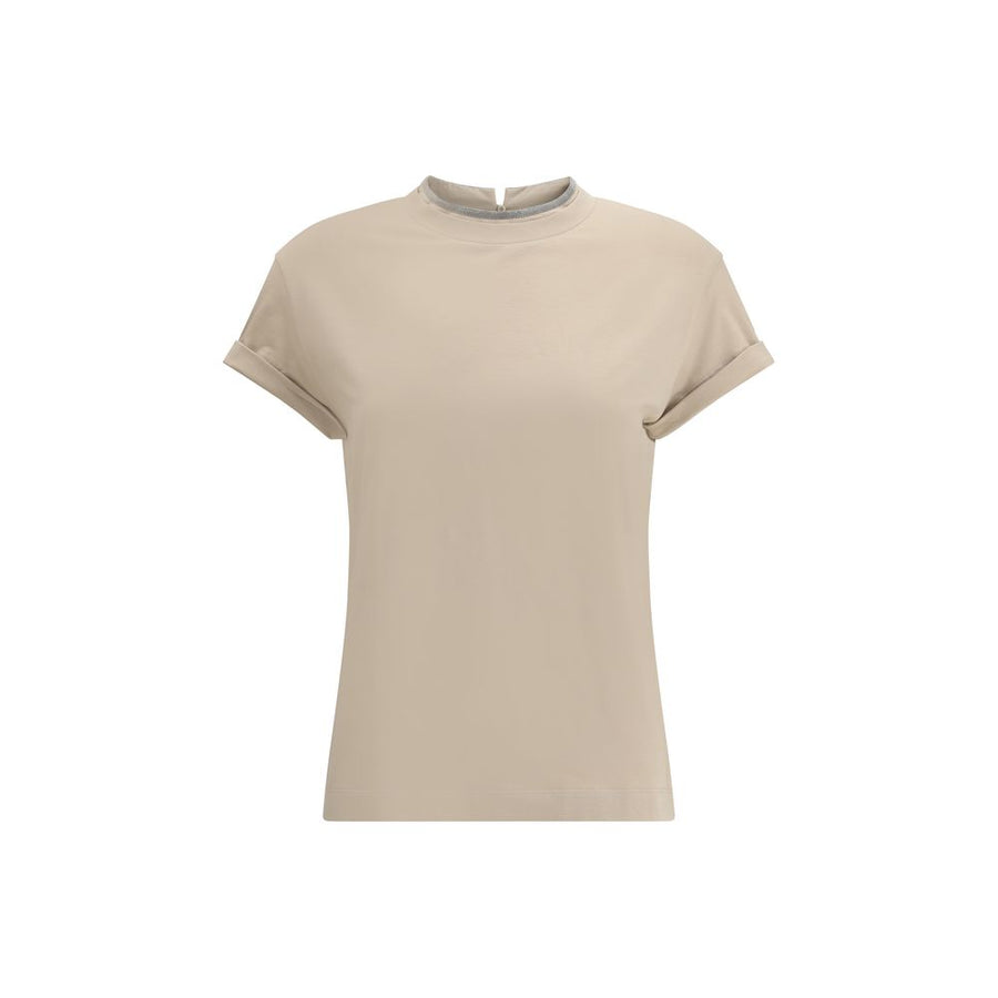 Beige Elastane T-Shirt