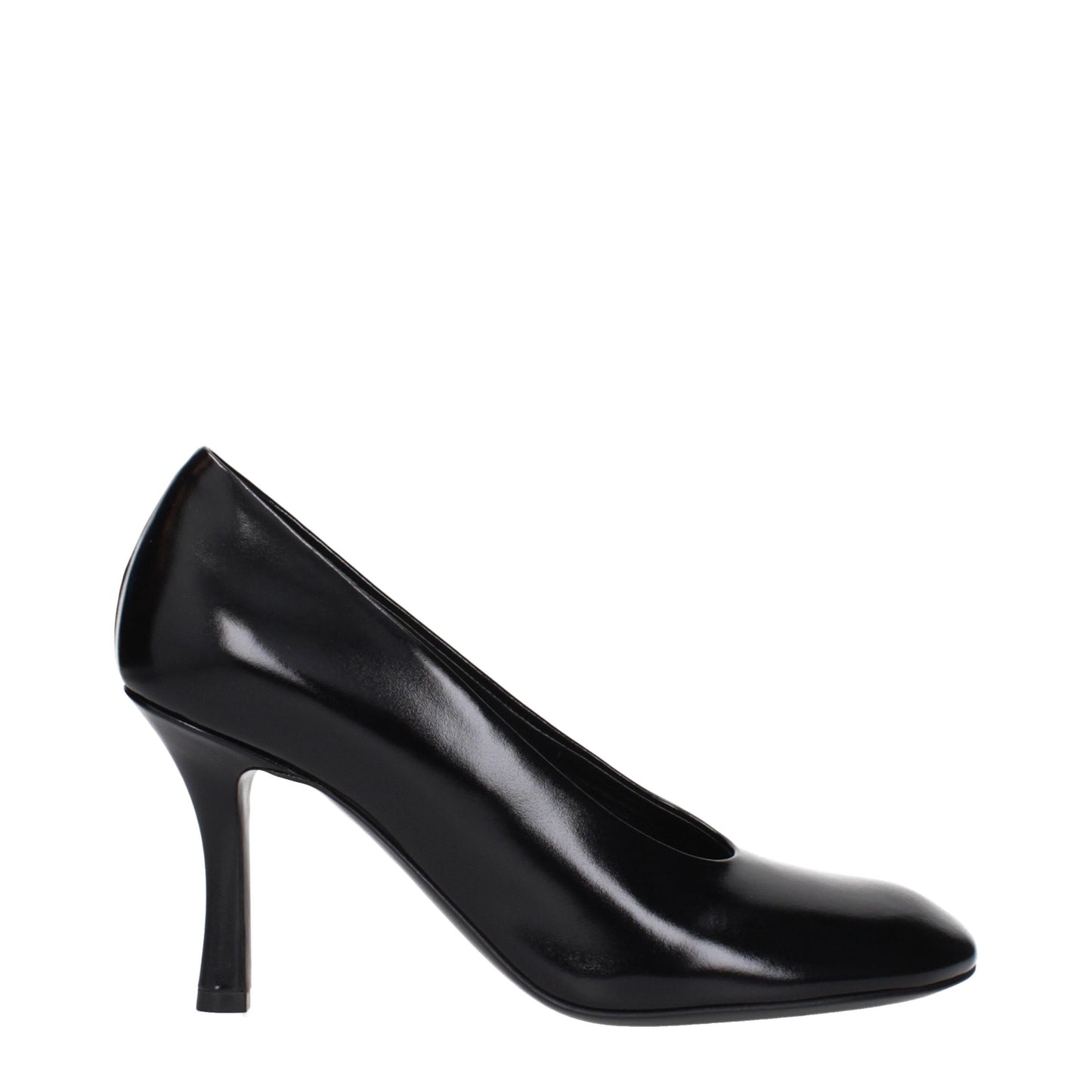 Black Leather High Heel Pumps