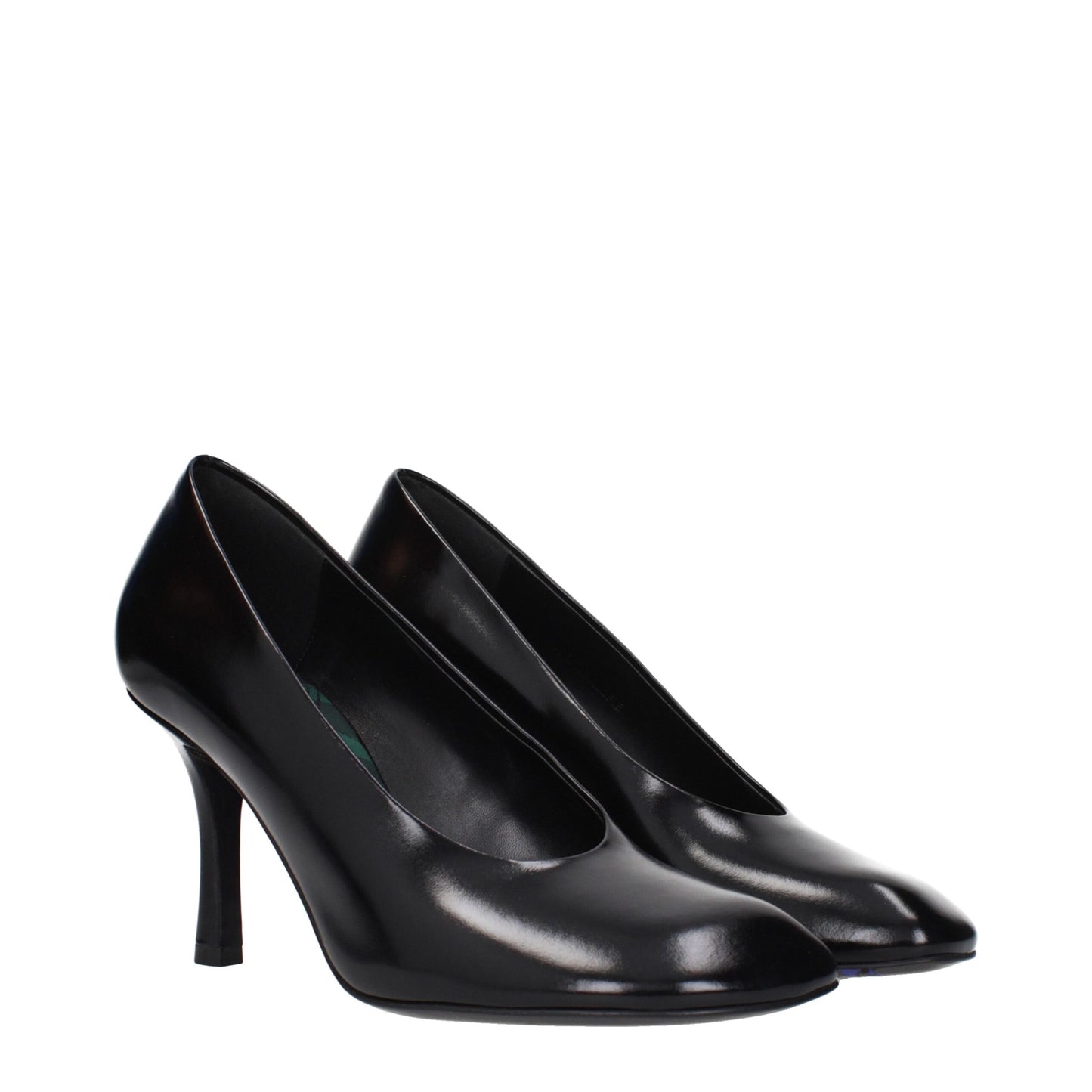 Black Leather High Heel Pumps