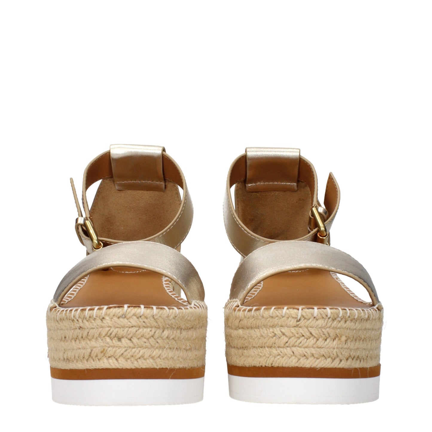 Gold Leather Wedges Sandals