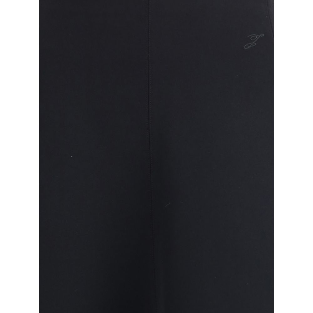 Black Cotton Midi Skirt