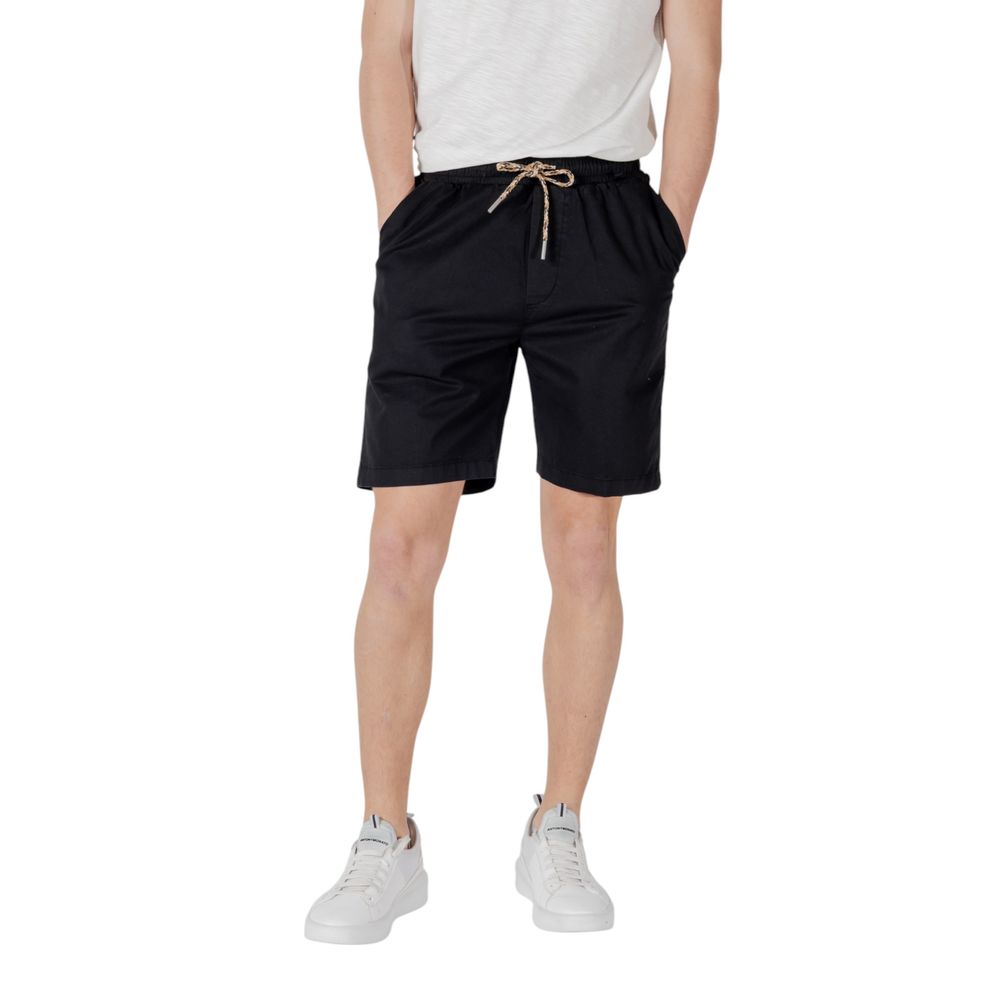 Black Cotton Bermuda Shorts