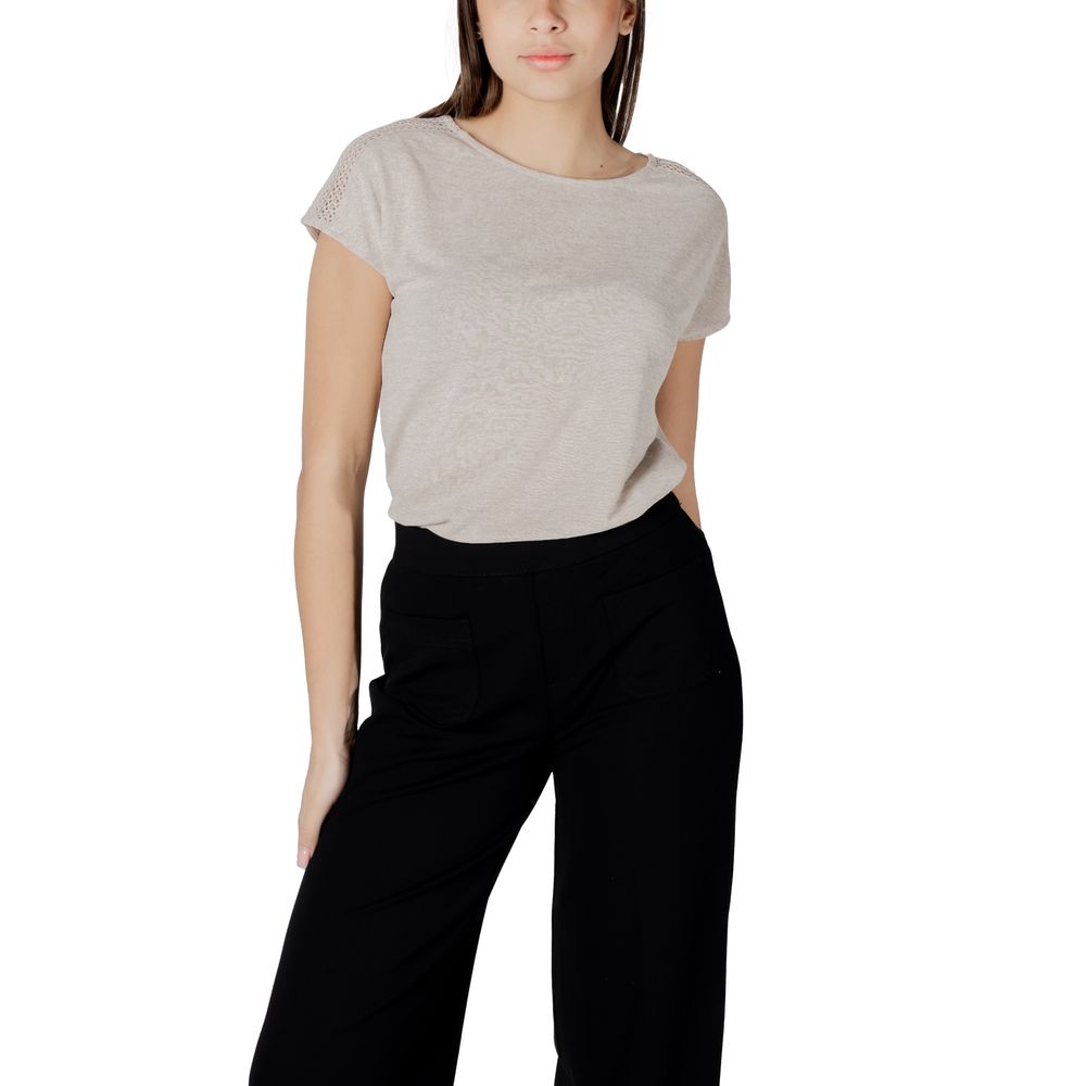 Beige Polyester T-Shirt