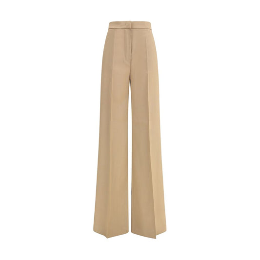 Beige Fleece Wool Casual Pants
