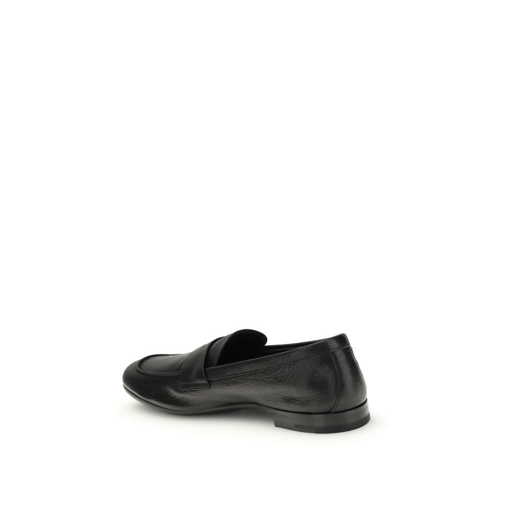 Black Goatskin Slip-On Loafers