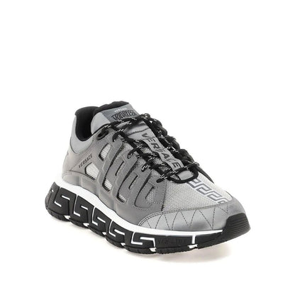 Silver Fabric Athletic Sneakers