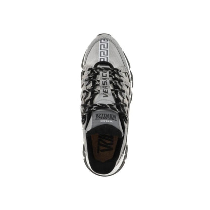 Silver Fabric Athletic Sneakers