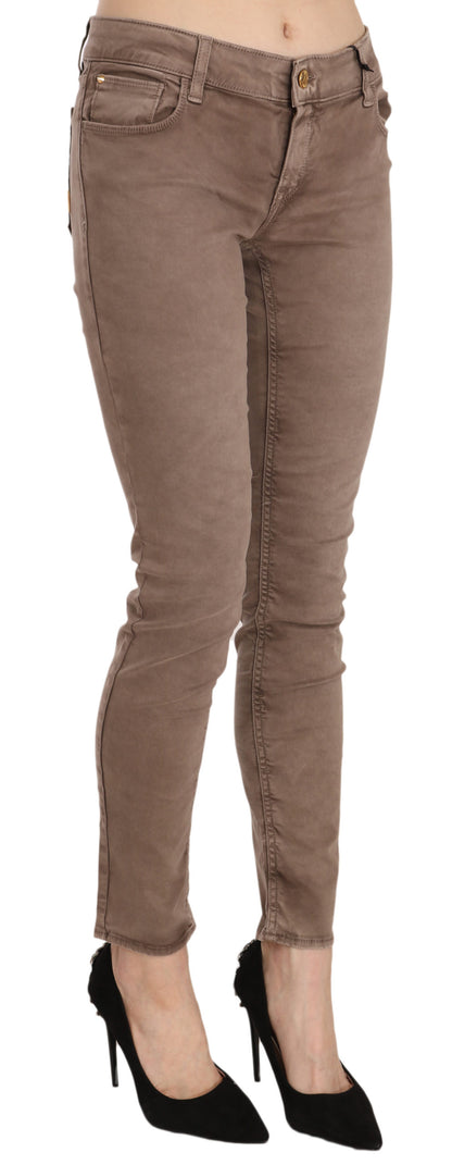 Brown Low Waist Slim Fit Skinny Pants