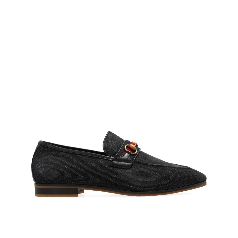 Black Fabric Slip-On Loafers