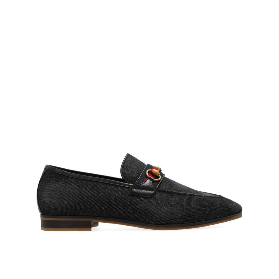 Black Fabric Slip-On Loafers