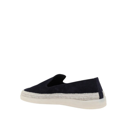 Blue Leather Espadrilles