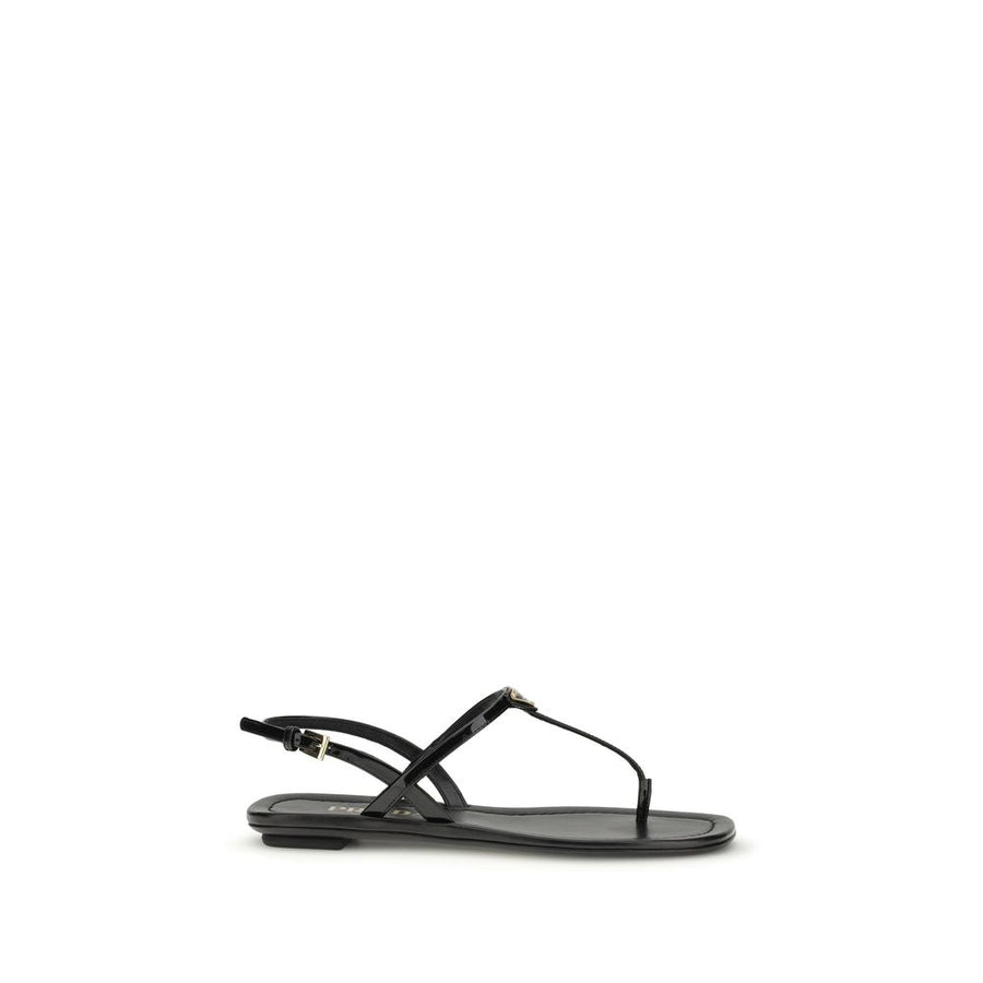 Black Calf Leather Bos Taurus Flip-Flop Sandals