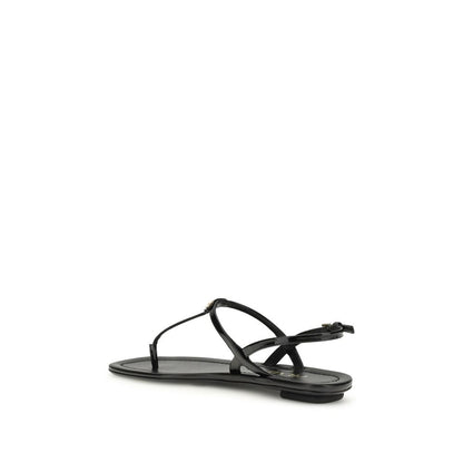 Black Calf Leather Bos Taurus Flip-Flop Sandals