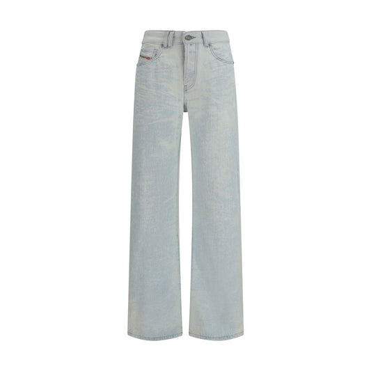 Blue Cotton Straight-Leg Jeans