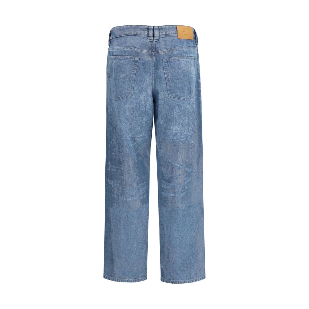 Blue Cotton Straight-Leg Jeans