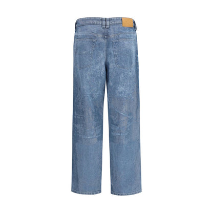 Blue Cotton Straight-Leg Jeans