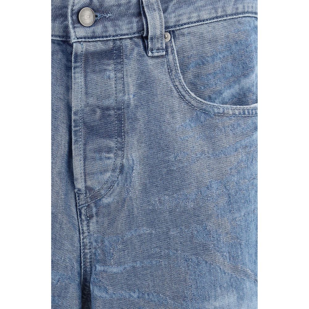 Blue Cotton Straight-Leg Jeans