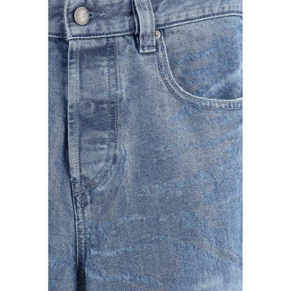 Blue Cotton Straight-Leg Jeans