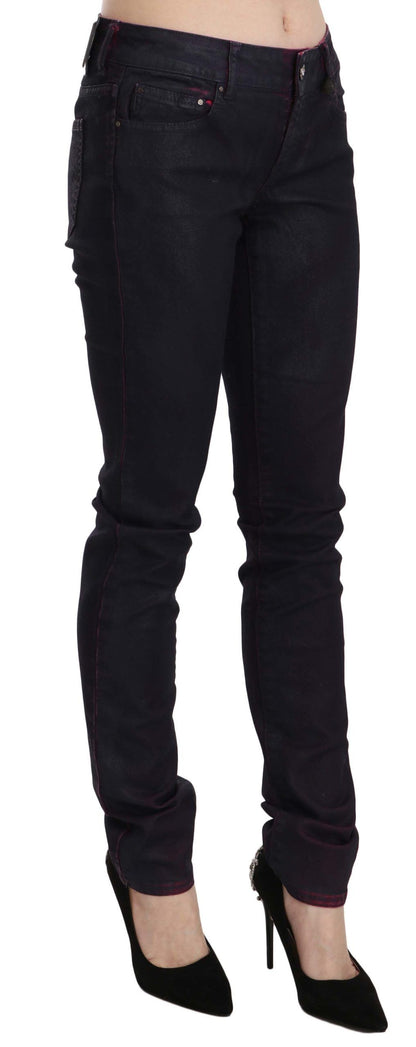 Black Cotton Low Waist Skinny Denim Pants