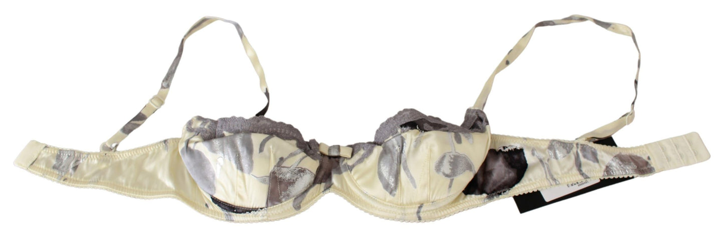 Beige Gray Lace Balconcino Bra Underwear