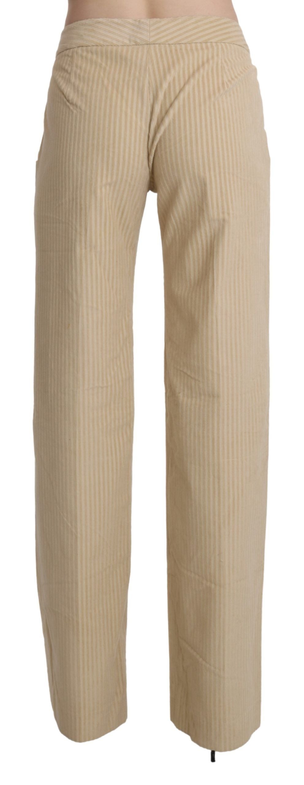 Beige High Waist Flared Wide Leg Trouser Pants