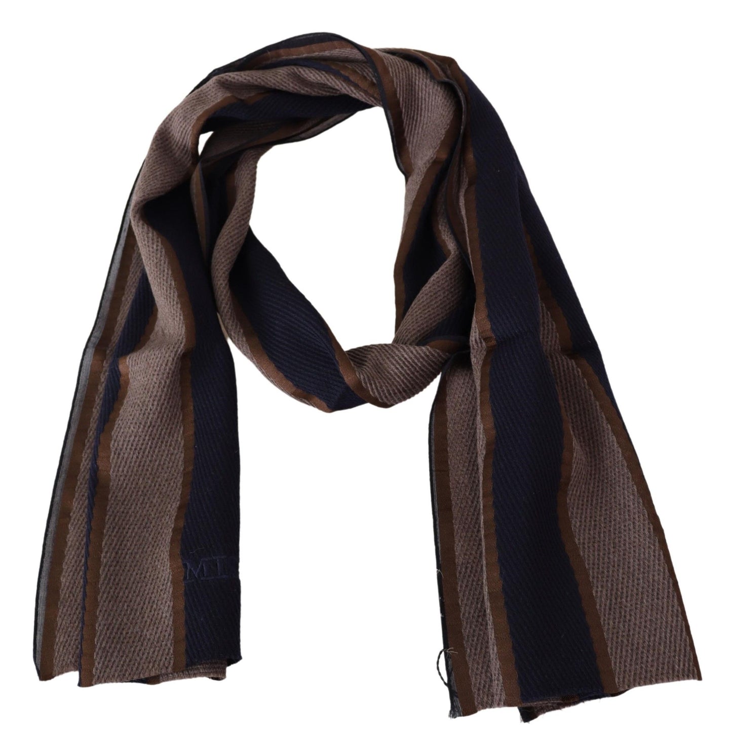 Brown Wool Striped Unisex Neck Wrap Shawl Scarf