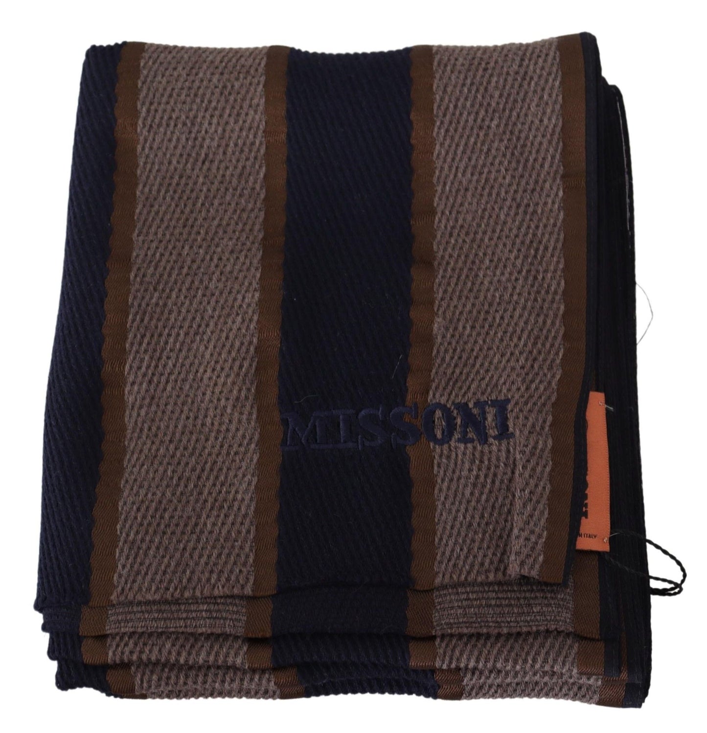 Brown Wool Striped Unisex Neck Wrap Shawl Scarf