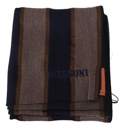 Brown Wool Striped Unisex Neck Wrap Shawl Scarf