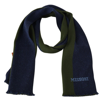 Green Striped Wool Unisex Neck Wrap Shawl Blue
