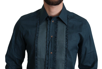 Blue Placket Cotton Dress Formal Shirt