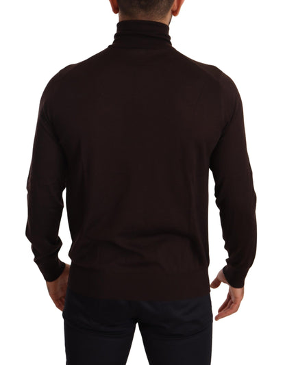 Brown Cashmere Turtleneck Pullover Sweater