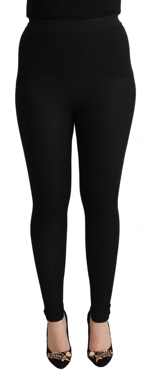 Black Cashmere Stretch Waist Tights Pants