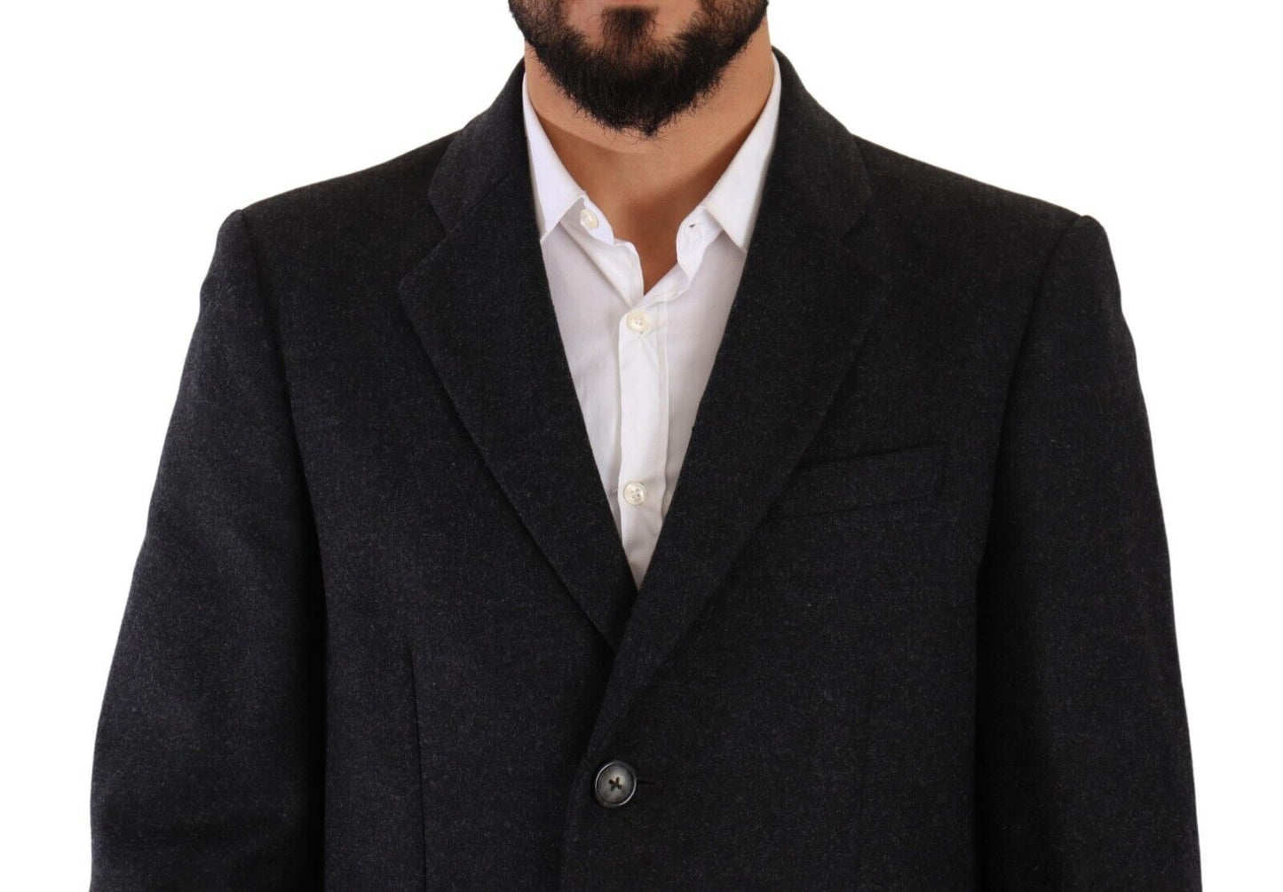 Dark Gray Wool Over Trench Coat Men Jacket