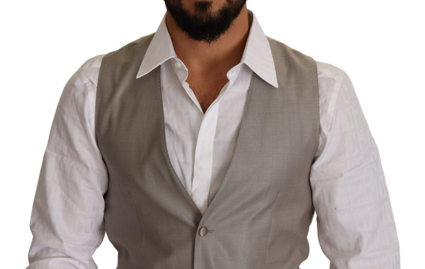 Beige Wool Single Breasted Waistcoat Vest
