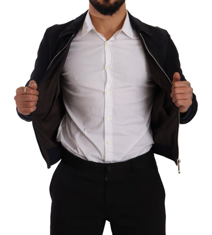 Blue Suede Lambskin Leather Coat Jacket