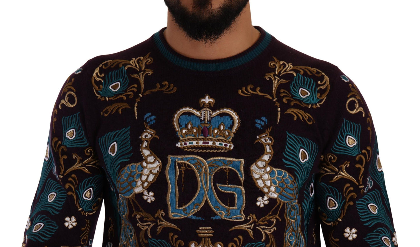 Bordeaux Cashmere DG Crown Embroidered Sweater