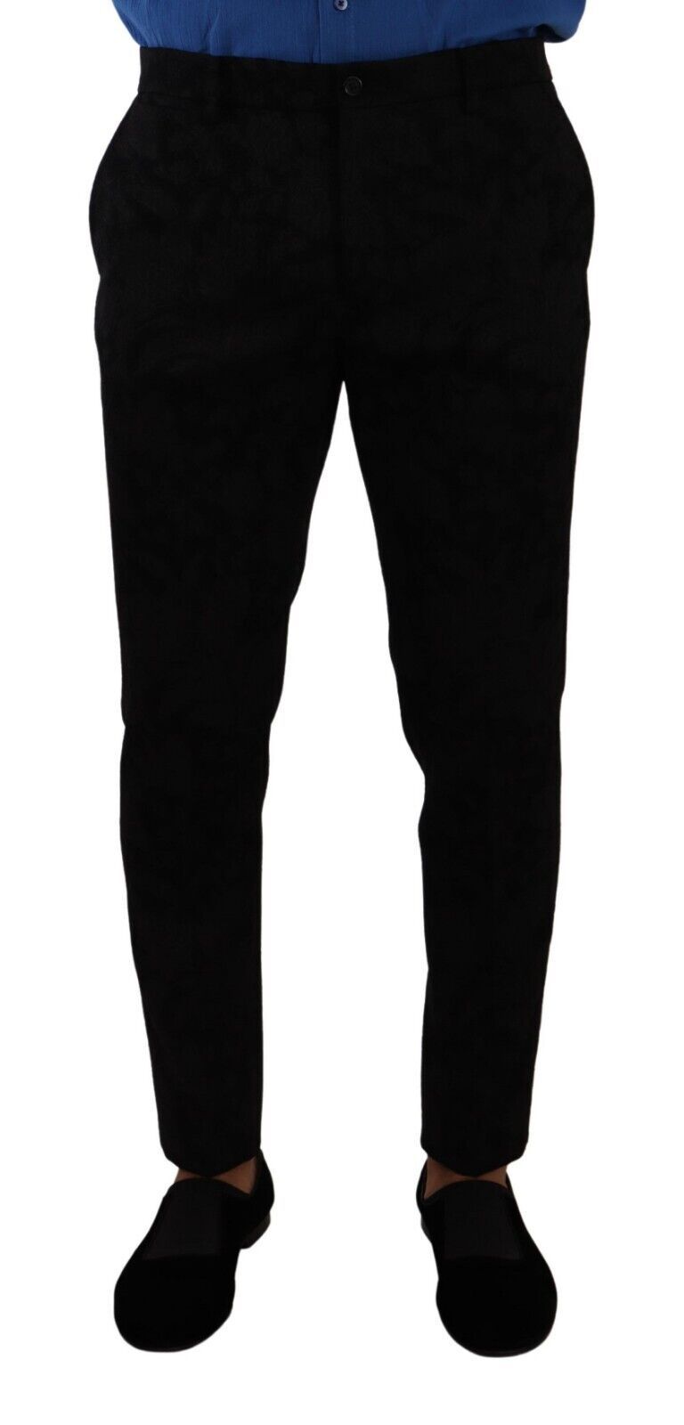 Black Brocade Skinny Formal Trouser Dress Pants