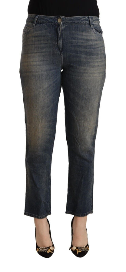Blue Washed Cotton Cropped Capri Women Denim Jeans
