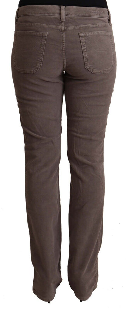 Brown Cotton Low Waist Iconic Patches Leg Denim Jeans
