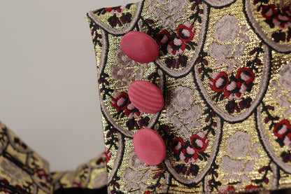 Brown Leopard Gold Jacquard High Waist Pants