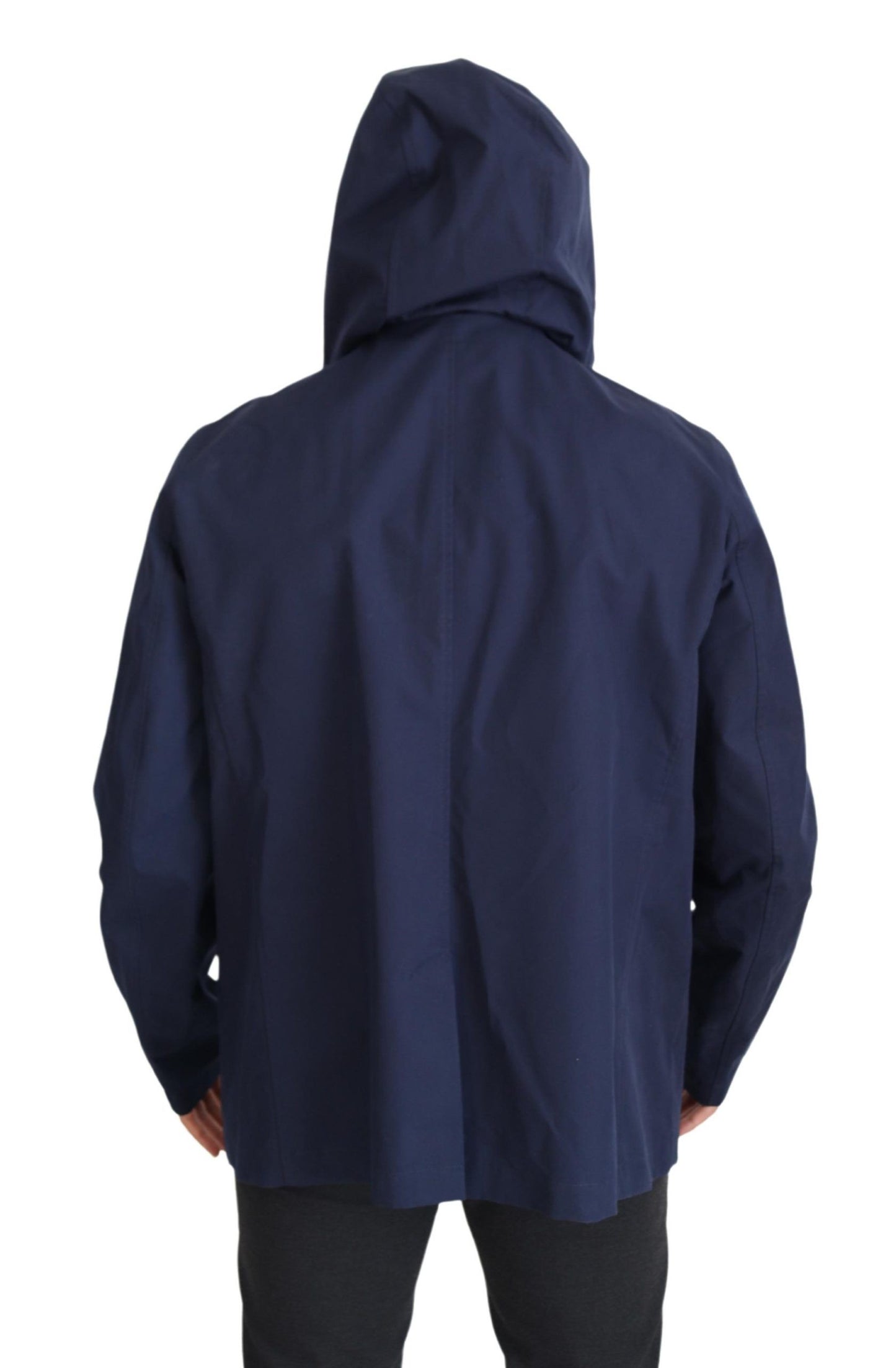 Blue Hooded Double Breasted Coat Jacket