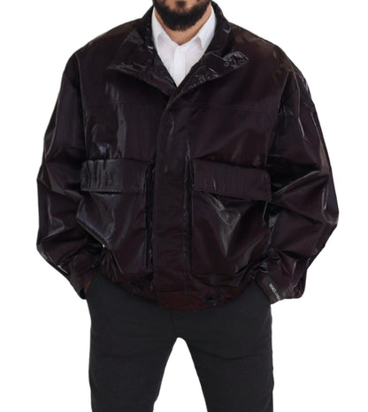 Bordeaux Nylon Collared Men Coat Jacket