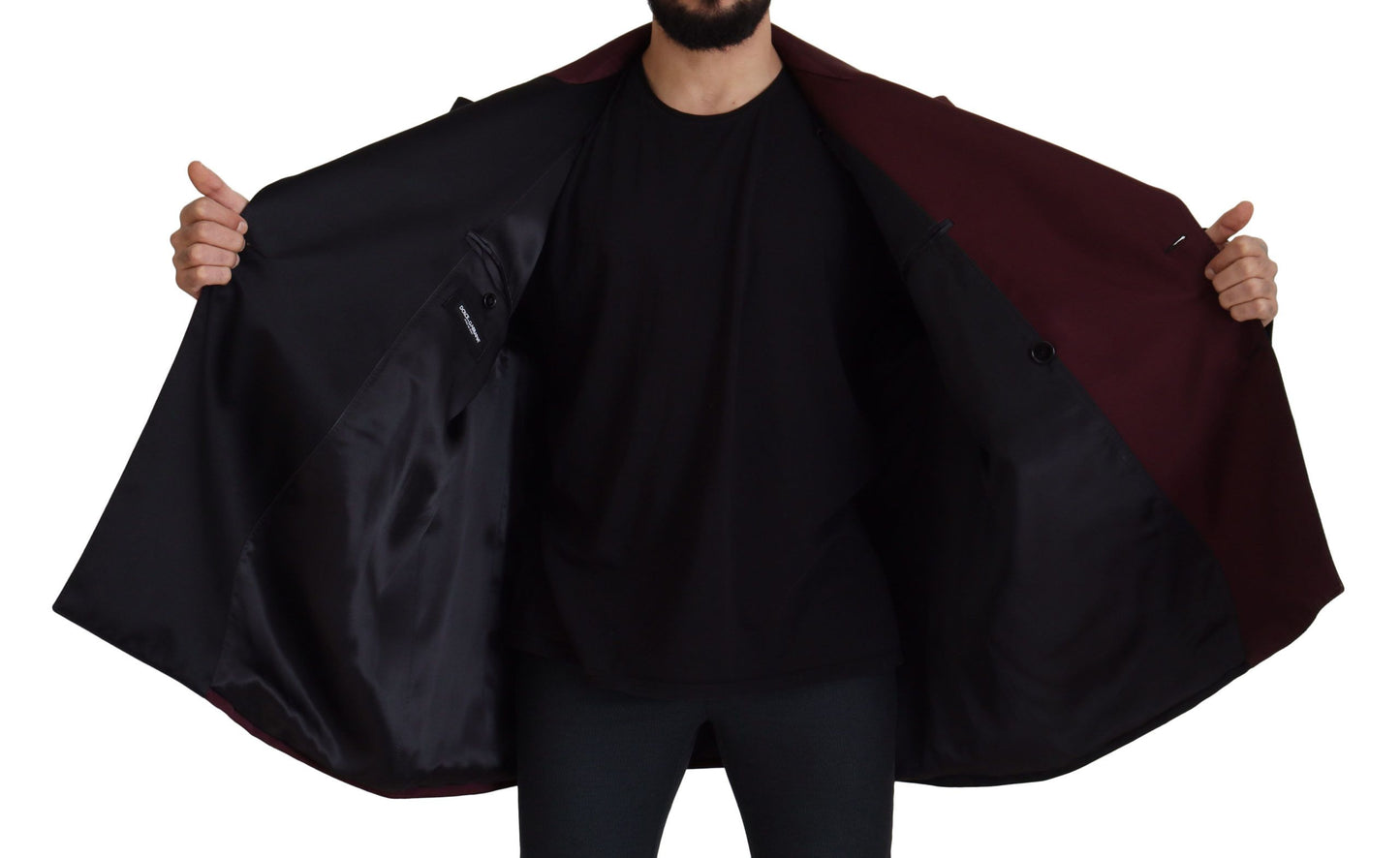 Bordeaux Polyester Double Breasted Jacket